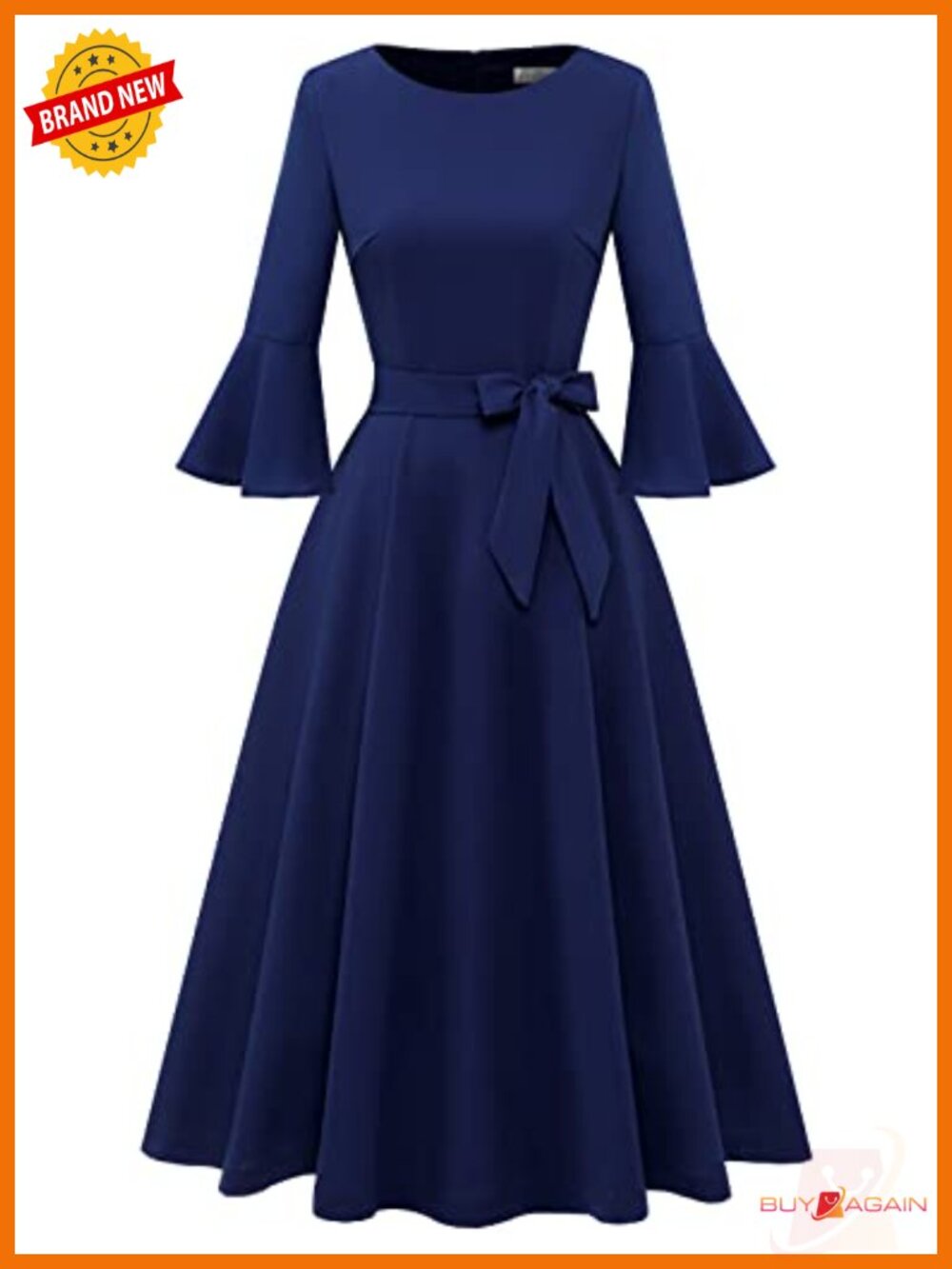 HomRain Bell Sleeve Modest Church Dress Cocktail Wedding Guest